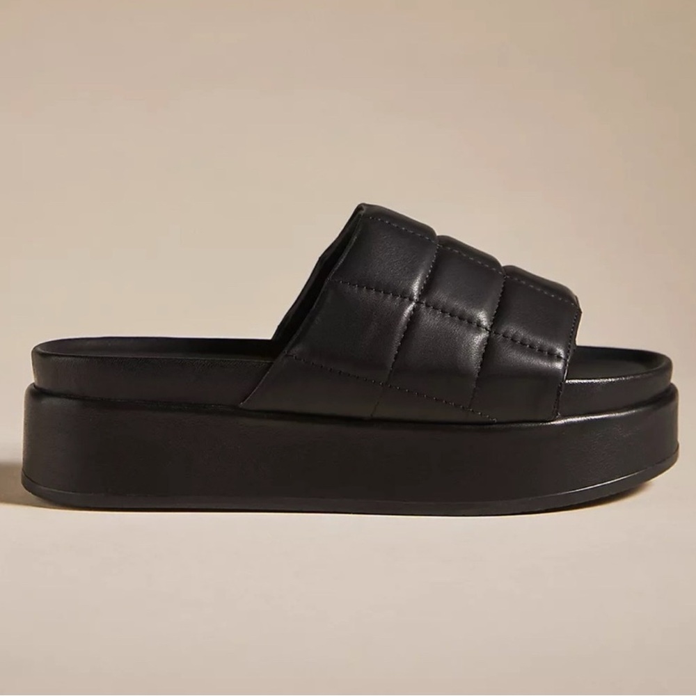Anthropologie Silent D Black Quilted Mules